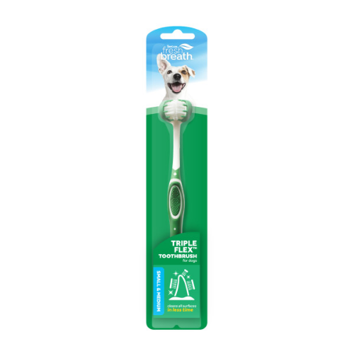 FBTBBL-SM TropiClean Fresh Breath Triple Flex Toothbrush for Small and Medium Dogs 1